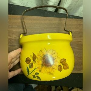 Vintage McCoy sunflower bean pot or simmer pot. Yellow